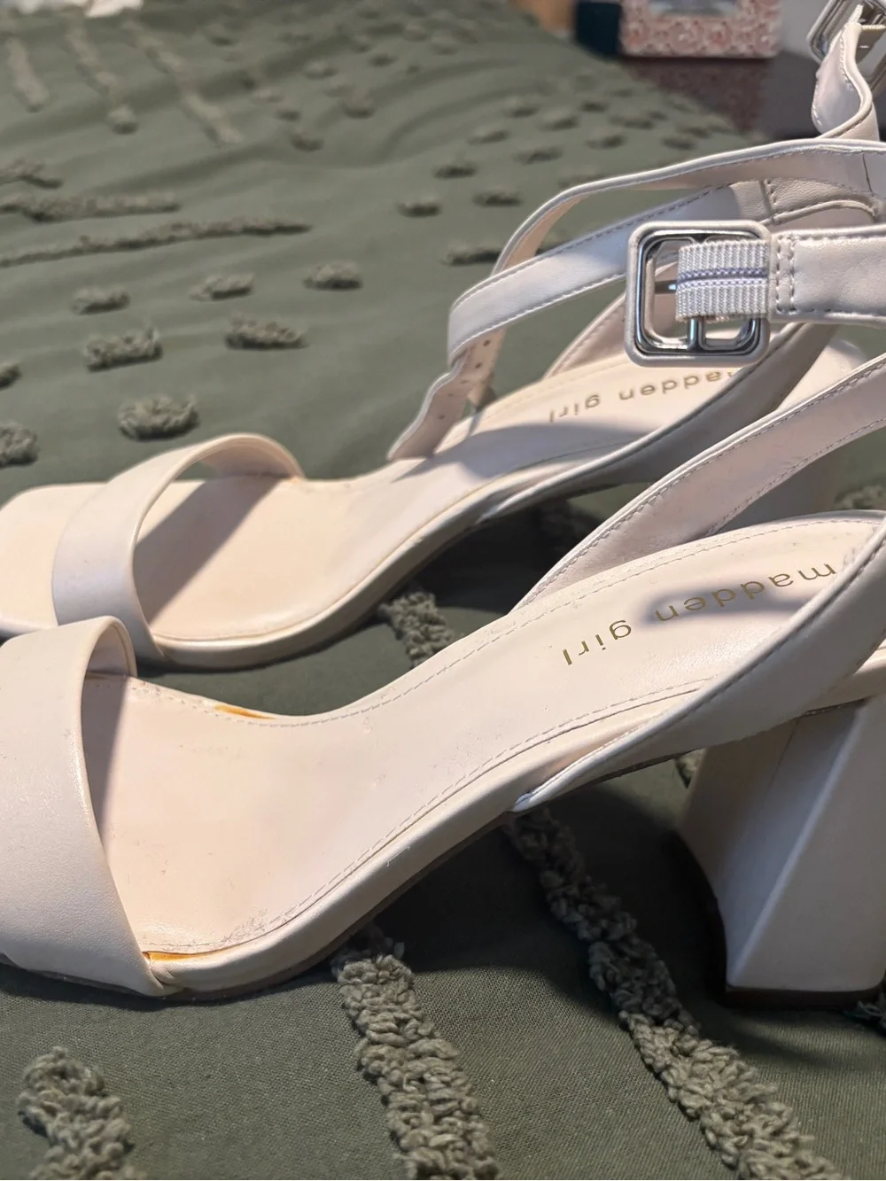Madden Girl Women's White Block Heel Sandals